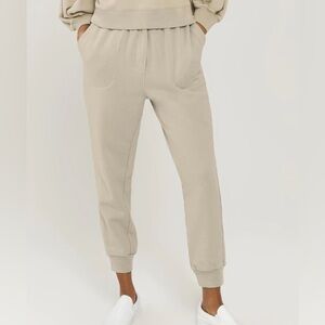 Something Navy Tan Bridget Button Waist High Rise Sweatpants